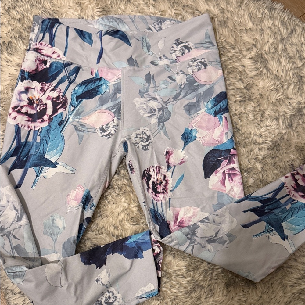 Fabletics Floral Leggings - Blue and Pink